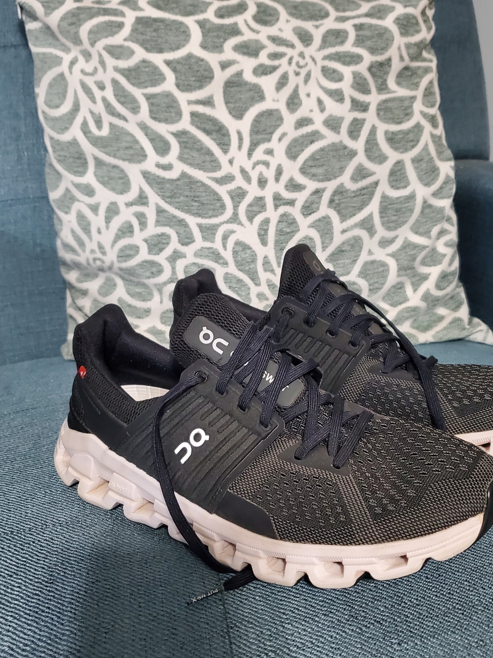 On Running Mens Cloudflyer Black with White Sole Sneakers